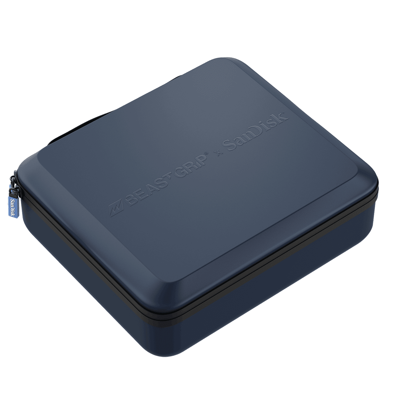 Image with bluish background showing the SanDisk x Beastcage Creator Kit Hardshell Case