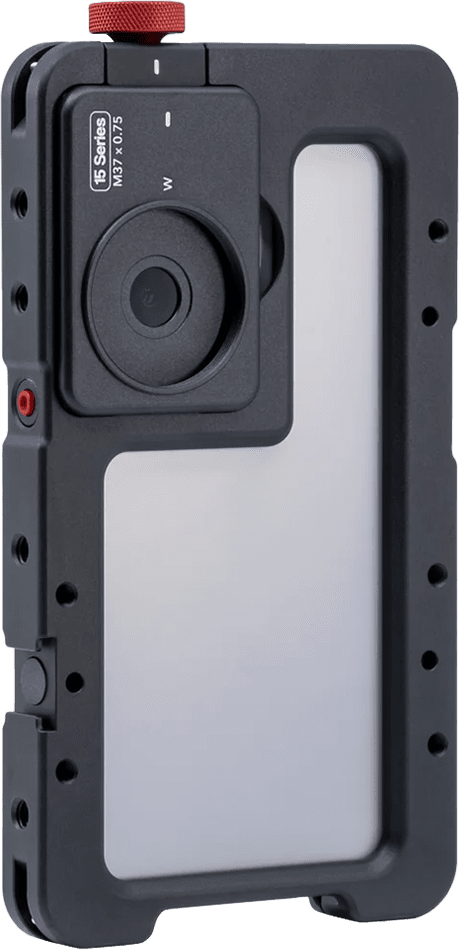 Image with orange background showing the Beastcage for iPhone 15 Pro Series (iPhone not included in the bundle)