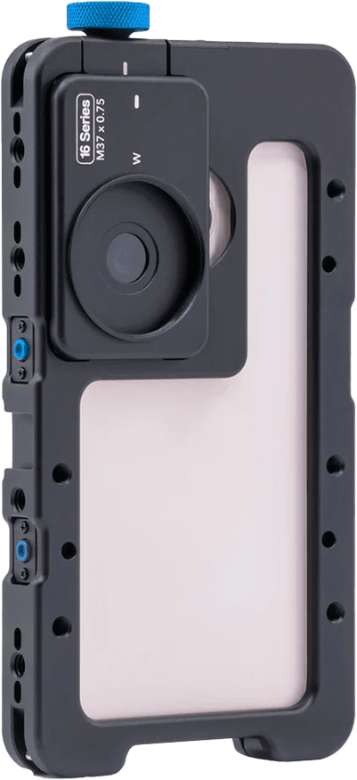 Image with bluish background showing the Beastcage for iPhone 16 Pro Series (iPhone not included in the bundle)